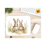 Eylül Design Sevimli Tavşanlar Baskılı Özel Tasarım Dikdörtgen Kaydırmaz Mousepad - Buz Mavi