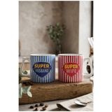 Eylül Design Super Wife-Husband İkili Kupa Bardak Eş-Sevgili Hediye Lüks Kupa Kahve Mug Karı-Koca
