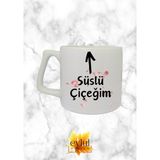 Eylül Design Süslü Çiçeğim Yazılı Romantik Özel Tasarım Baskılı Lüks Seramik Kupa Bardak Doğum Günü Hediyesi