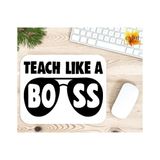 Eylül Design Teach Like A Boss Baskılı Özel Tasarım Dikdörtgen Kaydırmaz Mousepad - Beyaz