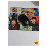 Eylül Design Van Gogh Baskılı Özel Tasarım Oval Bilek Destekli Kaydırmaz Mousepad