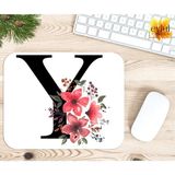 Eylül Design Y Harfi Pembe Çiçekli Baskılı Özel Tasarım Dikdörtgen Kaydırmaz Mousepad - Adrenalin Mavi