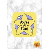 Eylül Design You Are A Star Motivasyon Temalı Ingilizce Özel Tasarım Renkli Baskılı Mdf Kare Bardak Altlığı