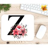 Eylül Design Z Harfi Pembe Çiçekli Baskılı Özel Tasarım Dikdörtgen Kaydırmaz Mousepad - Buz Mavi