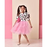Eylul Elif Butik Minnie Mouse Desenli Kız Çocuk Elbise - 5 - 6 Yaş - Beyaz - Pembe