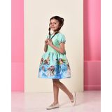 Eylul Elif Butik Moana Desen Kız Çocuk Elbise - 7 - 8 Yaş - Açık Yeşil