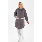 Eylül Fitilli Kadife Ceket Gri Gri - 2XL - 3XL