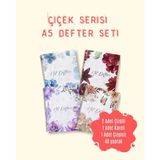 Eylül Medya Çiçek Serisi "not Defteri" Yazılı A5 Spiralli Defter Seti - 4lü Karma Düzen - 1 Adet - --
