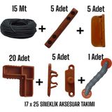 Eylül Yapı Market 17X25 Sineklik Aksesuar Takımı – Kolay Montaj, Dayanıklı Malzeme -Altınmeşe - Altın - Meşe