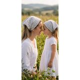 Eylülce Butik Anne Kız Kombin Saç Bandanası Takım Yazlık Ürün %100 Pamuklu Poplin Kumaş ( Anne Kız Ikili Fiyatıdır) - 603Beyaz - STANDART