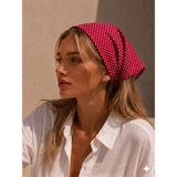 Eylülce Butik Kadın Bandana %100 Pamuk Yakmaz-Terletmez-Kaymaz Yazlık Bandana Fular - Standart - Kırmızı - Beyaz