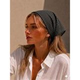 Eylülce Butik Kadın Bandana %100 Pamuk Yakmaz-Terletmez-Kaymaz Yazlık Bandana Fular - Standart - Siyah - Beyaz