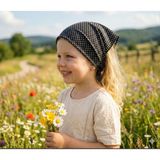 Eylülce Butik Kız Çocuk Bandana %100 Pamuk Yakmaz-Terletmez-Kaymaz Yazlık Bandana Fular (45*45 Cm) - 001-Siyah - Standart