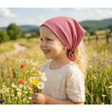 Eylülce Butik Kız Çocuk Bandana %100 Pamuk Yakmaz-Terletmez-Kaymaz Yazlık Bandana Fular (45*45 Cm) - 630-Kırmızı - Standart