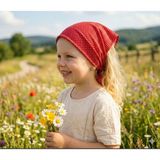 Eylülce Butik Kız Çocuk Bandana %100 Pamuk Yakmaz-Terletmez-Kaymaz Yazlık Bandana Fular (45*45 Cm) - 850Kırmızı - Standart