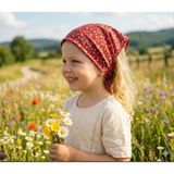 Eylülce Butik Kız Çocuk Bandana %100 Pamuk Yakmaz-Terletmez-Kaymaz Yazlık Bandana Fular (45*45 Cm) - Kırmızı - Standart