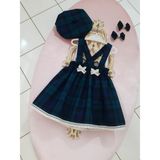 Eylülce Butik Yeşil Ekoseli Salopet Takım - 3 Yaş - Koyu Yeşil