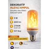 EyluX Shop 5 Watt Çok Fonksiyonlu Alev LED Ampul Dekoratif 5 Farklı Mod Amber