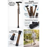 EyluX Shop Asa Baston Konforlu Denge Bastonu Katlanabilir Ayarlanabilir Alüminyum - Bronz