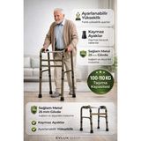 EyluX Shop Hasta Yürüteci Walker Yürüteç 4 Ayaklı Metal 25 mm Yürüteç Ayarlanabilir Boy Walking Aid Product - Bronz