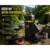 EyluX Shop Roket Soba, Rocket Stove 37X30X12 Kamp Ocağı, Odun Veya Pelet Kolay Yakıt Besleme Kapağı ve 800 Derece Isıya Dayanıklı 2 mm Çelik Üretim - 27x21x9,5