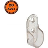 EYM 20 Adet Metali Oval Dolap Askı Borusu Flanşı Şeffaf