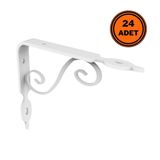 Eym 24 Adet Ferforje 12 x 15 cm Dekoratif Raf Altı Ayağı Konsol Beyaz