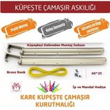 EYM Balkon Çamaşır Kurutma Askısı Dikdörtgen Küpeşte 60*25 Bronz