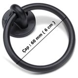 Eym Halka Sarkaç Mobilya Kulp Düğme Sandalye Arkası Süs Çap 60 mm - Siyah