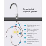 Eym Sıcak Soğuk Çift Su Girişli Fotoselli Sensörlü Lavabo Evye Batarya Musluk - Krom