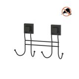 EYM Tekno Tel EF-252 Yapışkanlı Banyo 4 lü Askı Bornozluk Siyah