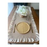 eyma home Jüt görünümlü keten Fisto fırfırlı runner 45x130cm (leke tutmaz )