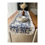 eyma home Keten Fısto fırfırlı runner (45cm 130 cm (leke tutmaz )
