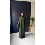 EYMAHCA İncili Abaya Zarif İnci Detaylı Şık Özel Gün Tesettür Elbise Yeşil