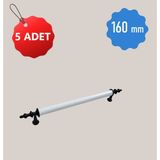 Eymen Boru İğne Ayak 5 ADET 160 mm Alüminyum-Zamak Metal Siyah Beyaz Dolap Çekmece Kulpları - Siyah - Beyaz