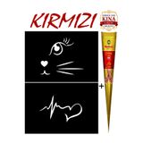 EYMEN ÇARŞI /Kına Kalıbı ve Kına/2 Farklı Desen Kına Şablonu Ve Kırmızı Hint Kınası/Geçici Dövme Seti