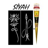 EYMEN ÇARŞI /Kına Kalıbı ve Kına/2 Farklı Desen Kına Şablonu Ve Siyah Hint Kınası/Geçici Dövme Seti/stkn22