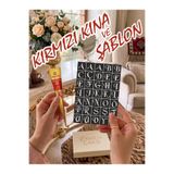 EYMEN ÇARŞI /Kına Kalıbı ve Kına/35 Harf Kına Şablonu ve Kırmızı Hint Kınası/Geçici Dövme Seti/stkn09
