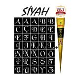 EYMEN ÇARŞI /Kına Kalıbı ve Kına/35 Harf Kına Şablonu ve Siyah Hint Kınası/Geçici Dövme Seti