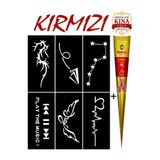EYMEN ÇARŞI /Kına Kalıbı ve Kına/6 Farklı Desen Kına Şablonu ve Kırmızı Hint Kınası/Geçici Dövme Seti