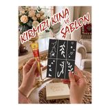 EYMEN ÇARŞI /Kına Kalıbı ve Kına/6 Farklı Desen Kına Şablonu ve Kırmızı Hint Kınası/Geçici Dövme Seti/stkn16