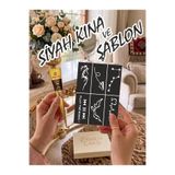 EYMEN ÇARŞI /Kına Kalıbı ve Kına/6 Farklı Desen Kına Şablonu ve Siyah Hint Kınası/Geçici Dövme Seti/stkn14