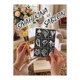 EYMEN ÇARŞI /Kına Kalıbı ve Kına/9 Farklı Desen Kına Şablonu ve Siyah Hint Kınası/Geçici Dövme Seti/stkn19