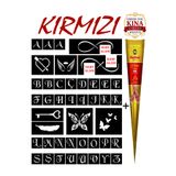 EYMEN ÇARŞI /Kına Kalıbı ve Kına/Mini Harf Desenler Kına Şablonu ve Kırmızı Hint Kınası/Geçici Dövme Seti