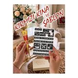 EYMEN ÇARŞI /Kına Kalıbı ve Kına/Mini Harf Desenler Kına Şablonu ve Kırmızı Hint Kınası/Geçici Dövme Seti/stkn10