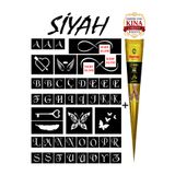 EYMEN ÇARŞI /Kına Kalıbı ve Kına/Mini Harf Desenler Kına Şablonu ve Siyah Hint Kınası/Geçici Dövme Seti