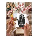 EYMEN ÇARŞI /Kına Kalıbı ve Kına/Sağ El Deseni Kına Şablonu ve Kırmızı Hint Kınası/Geçici Dövme Seti/stkn262