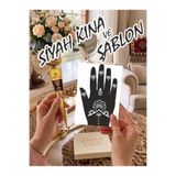 EYMEN ÇARŞI /Kına Kalıbı ve Kına/Sağ El Deseni Kına Şablonu ve Siyah Hint Kınası/Geçici Dövme Seti/stkn262