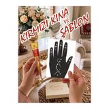 EYMEN ÇARŞI /Kına Kalıbı ve Kına/Sol El Deseni Kına Şablonu ve Kırmızı Hint Kınası/Geçici Dövme Seti/stkn271