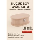 Eymen Hobi Küçük Boy Oval Ham Ahşap Kutu 20x13x7 cm | Boyanabilir Kapaklı Dekoratif Saklama Kutusu